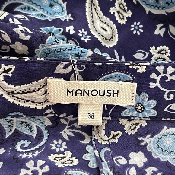 Manoush Paisley Print Silk Pants with Side Zipper and pockets blue size 38 - Picture 12 of 14